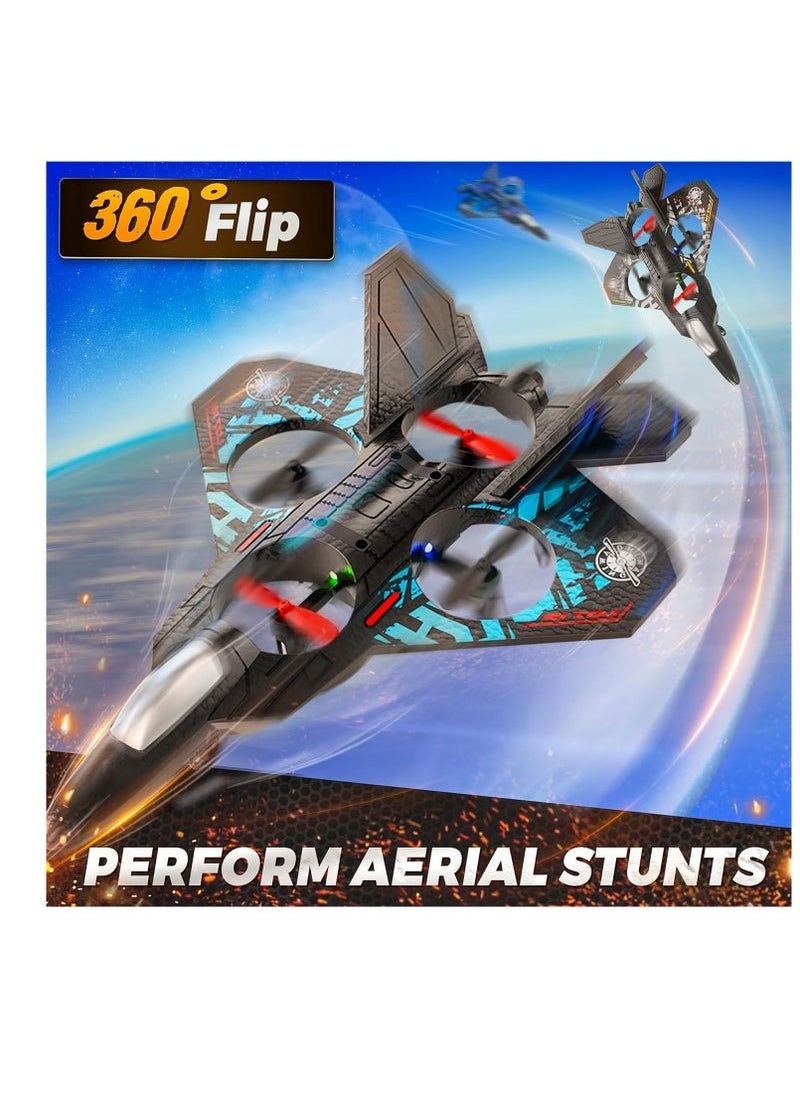 RC Jet Fighter Drone with LED Lights, USB Charging, and Remote Control - Airplane Toy for Kids & Adults