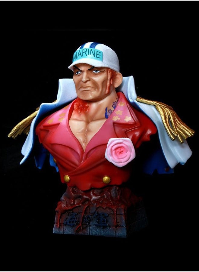 One Piece Bust of Sakazuki Action Figure Decorative Resin Sculpture Home Decor Statue, Art Figurine Home Ornament Decoration for Office, Living Room, Bedroom, Book Shelf, TV Cabinet, Desktop