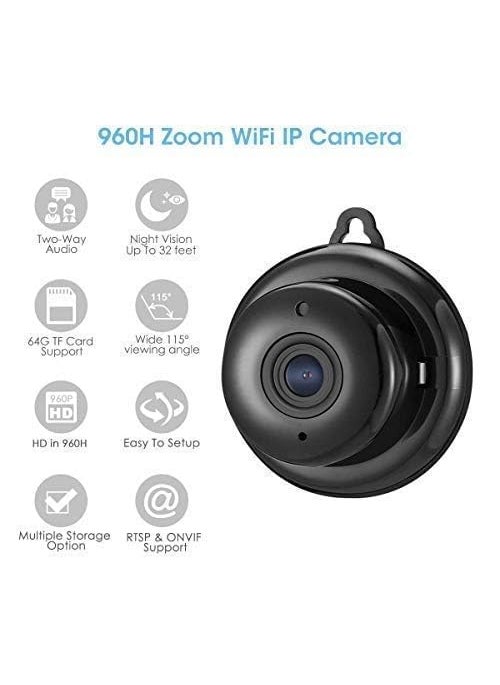 CUTECH V380 Mini Wi-Fi IP Wireless Camera, Panoramic Mini Lenc Full HD Live Recording, Motion Detection, 2 Way Communication, Supports Upto 64 GB Card (IP Camera)