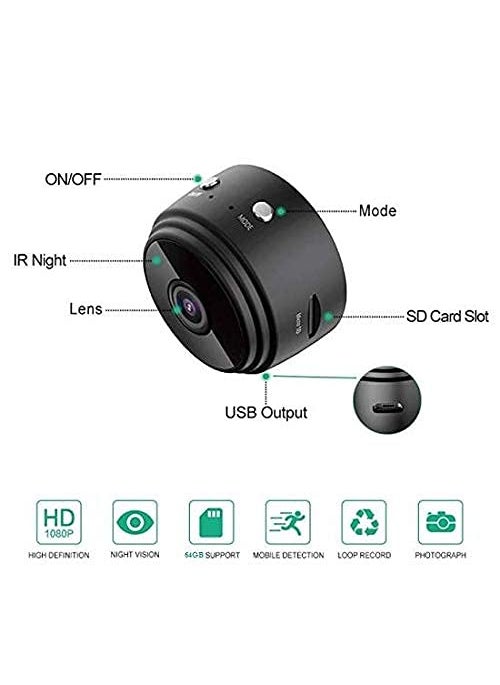 Magnet Camera Mini WiFi Magnetic Live Stream Night Vision IP Wireless 1080P Audio Video Indoor