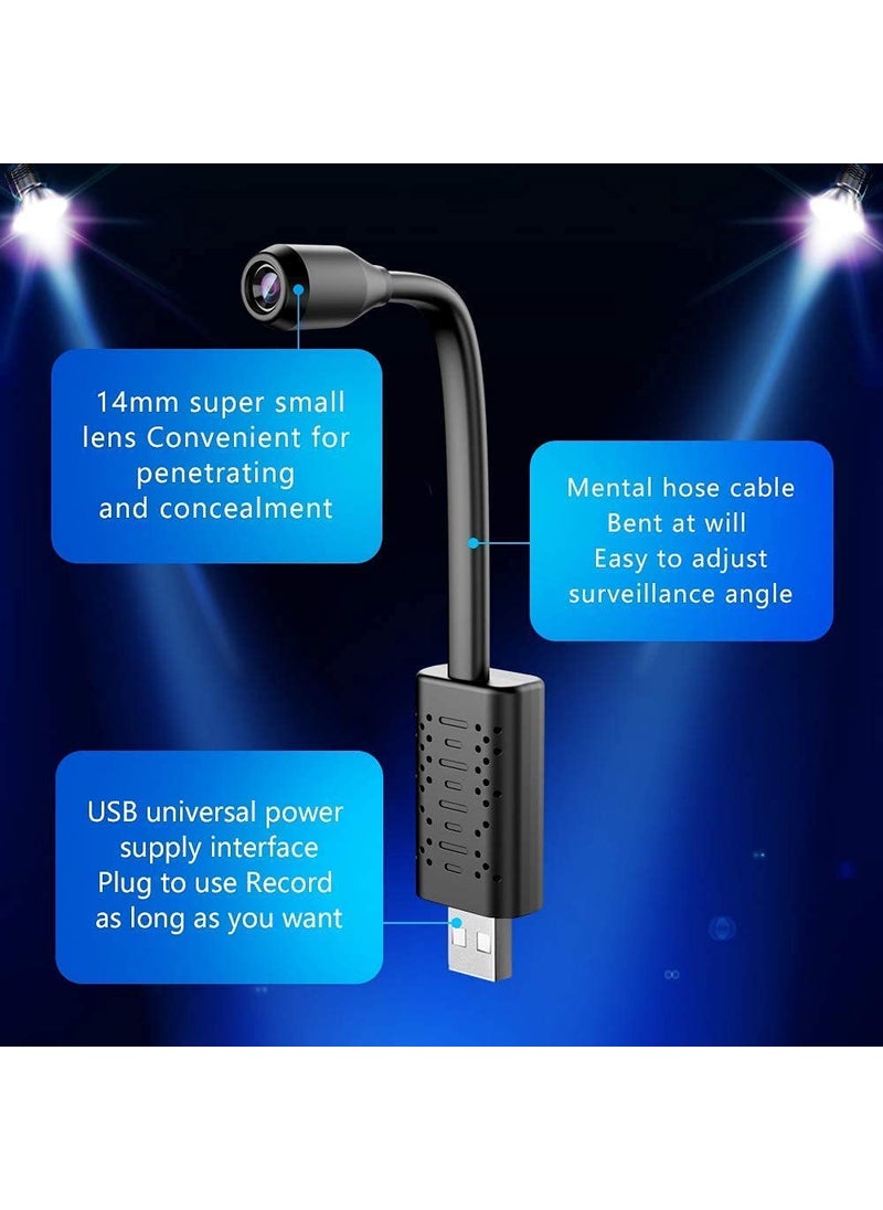 Wi-Fi USB Camera - Full HD 1080P Mini Surveillance with Night Vision, Motion Detection & Flexible Neck - Wireless Indoor/Outdoor Security for Home, Office, and Car (Flexible Camera)