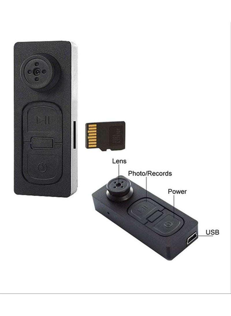 Spy HD Camera Wired HD Audio and Video Recorder 720p Hidden Mini Secret Cam in Button Shape DVR Small Portable Updated Mini Spy Button Cameras with SD Card Slot Up to 32GB Support12 (Black) 1.1
