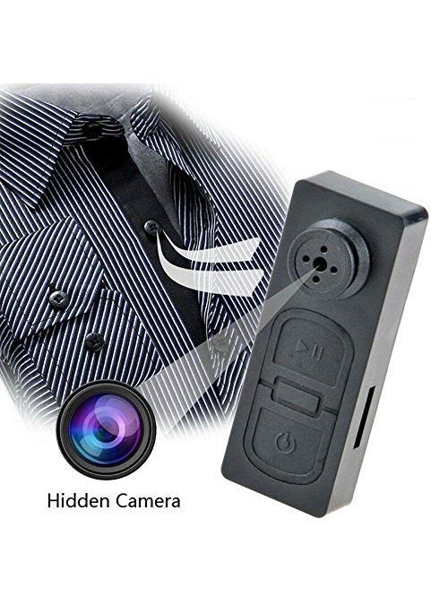 Spy HD Camera Wired HD Audio and Video Recorder 720p Hidden Mini Secret Cam in Button Shape DVR Small Portable Updated Mini Spy Button Cameras with SD Card Slot Up to 32GB Support12 (Black) 1.1