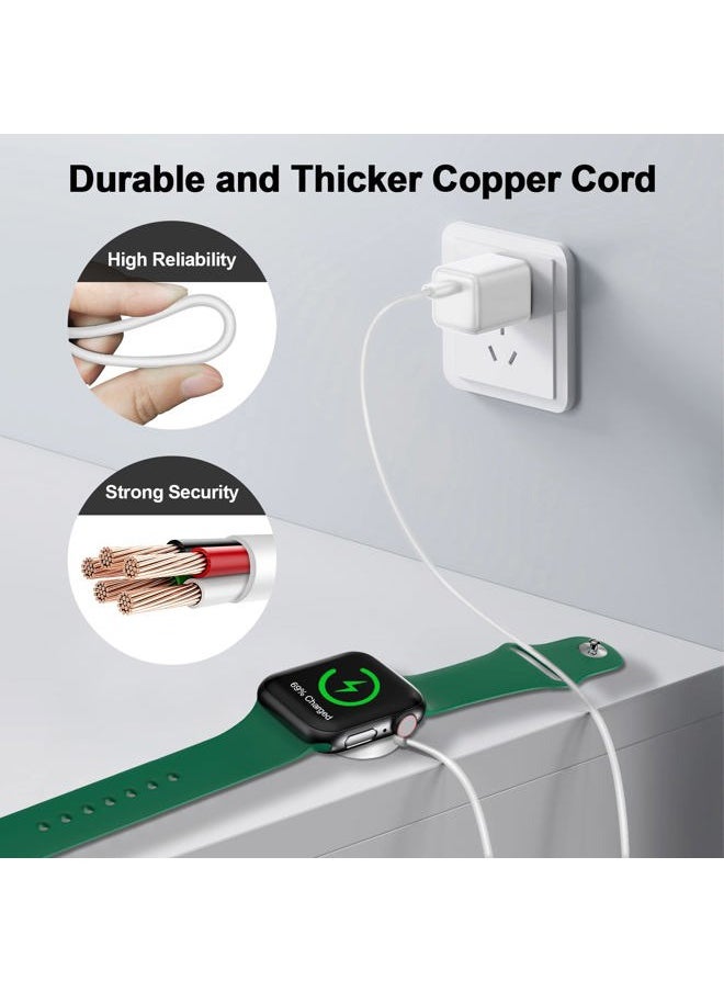 𝟐𝟎𝟐𝟓 𝐔𝐩𝐠𝐫𝐚𝐝𝐞𝐝 for Apple Watch Charger Magnetic Fast Charging Cable [Portable] Magnetic Wireless Charging Compatible with iWatch Series Ultra/9/8/7/6/SE/SE2/5/4/3/2-[1.6FT] White