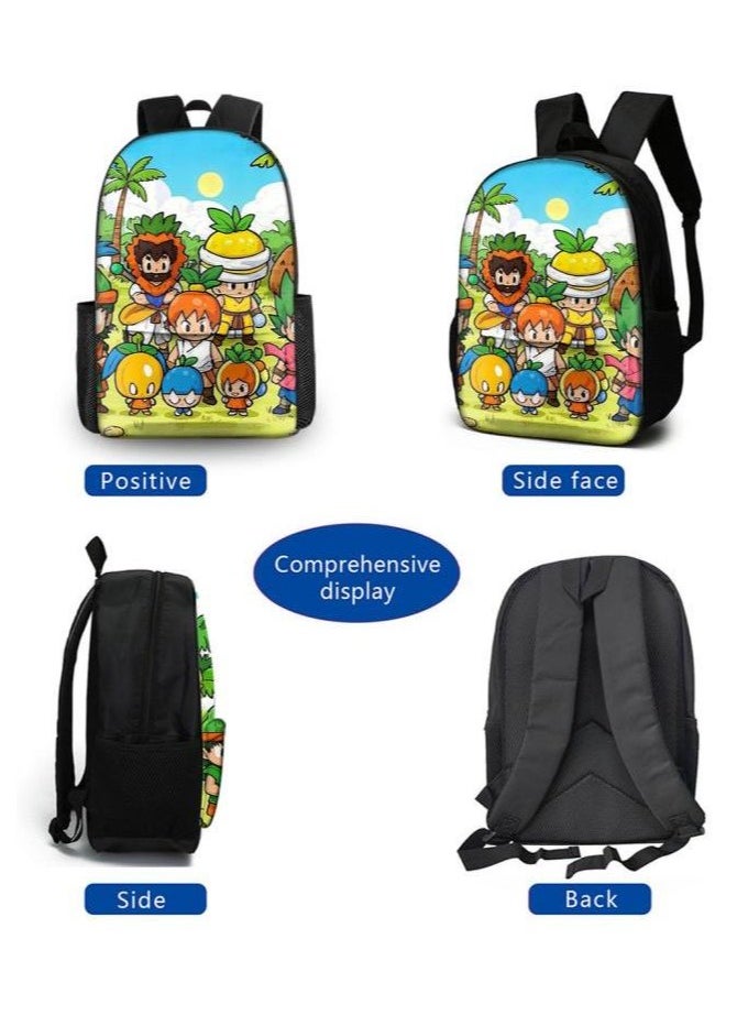 Cartoon three-piece schoolbag with front pocket - 1268