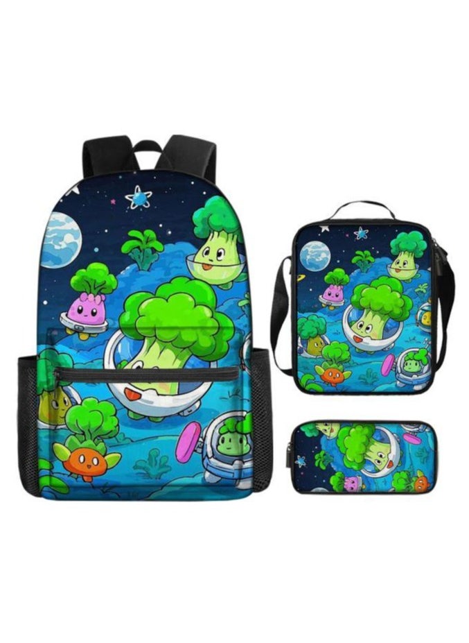 Cartoon three-piece schoolbag with zipper - 885