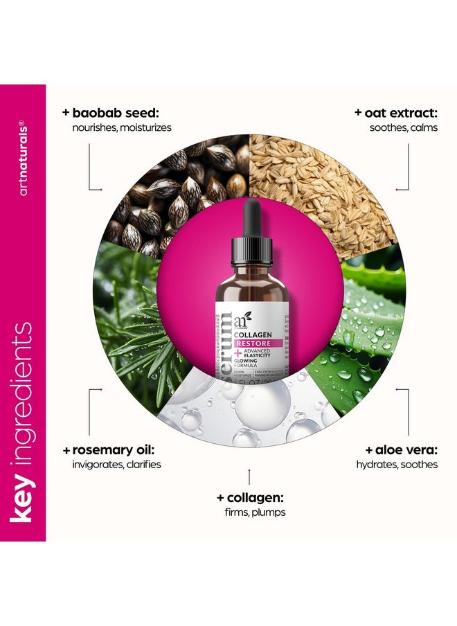 artnaturals Collagen Booster Serum for Face - Anti-Aging Reduces Wrinkles and Boosts Collagen - Heals and Repairs Skin - Improves Tone and Texture - Hyaluronic Acid & Vitamin E - 1 oz.