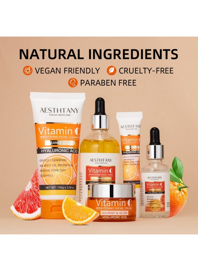 AESTHTANY Natural Skin Care Set Moisturizing Hyaluronic Acid Skin Care Kit 5PCS Women Beauty Set