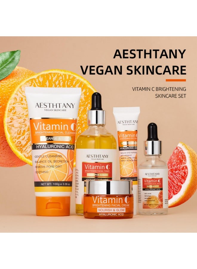 AESTHTANY Natural Skin Care Set Moisturizing Hyaluronic Acid Skin Care Kit 5PCS Women Beauty Set