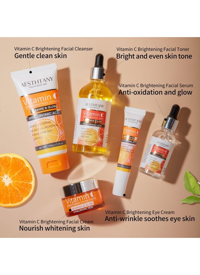 AESTHTANY Natural Skin Care Set Moisturizing Hyaluronic Acid Skin Care Kit 5PCS Women Beauty Set