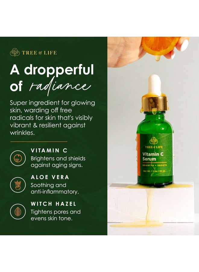 Tree of Life Beauty Vitamin C Skin Care Set, Skin Brightening Face Oil for Dark and Age Spots, Facial Serums for Dry and Sensitive Skin with Hyaluronic Acid & Vitamin E for Soft Smooth Skin, 1 Fl Oz