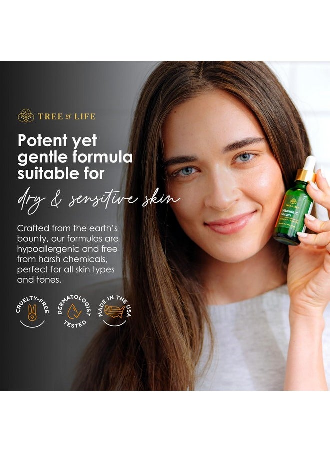Tree of Life Beauty Vitamin C Skin Care Set, Skin Brightening Face Oil for Dark and Age Spots, Facial Serums for Dry and Sensitive Skin with Hyaluronic Acid & Vitamin E for Soft Smooth Skin, 1 Fl Oz