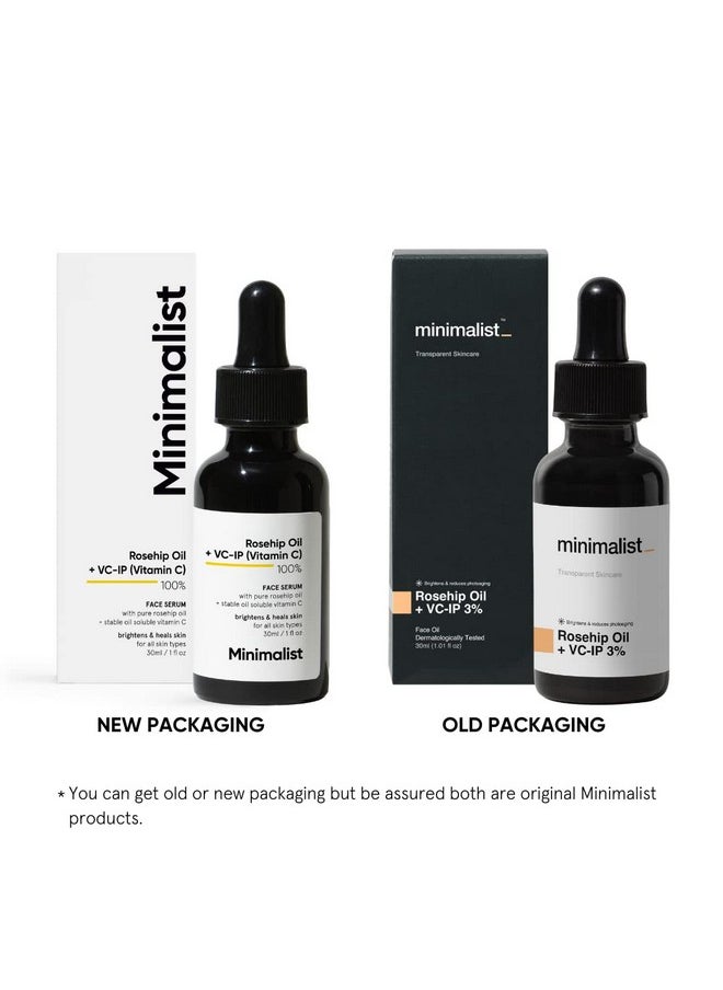 Minimalist Rosehip Oil with Vitamin C for Anti Aging & Glowing Skin | Fades Acne Marks & Scars & Reduces Photoaging | Pure & Cold Pressed | For Women & Men | 1 Fl Oz / 30 ml