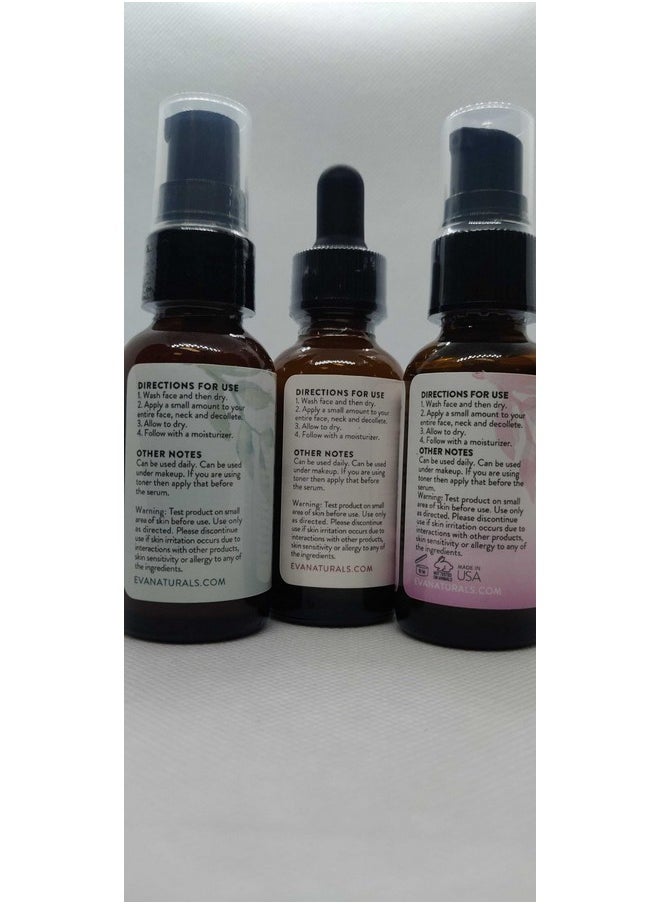 Natural Firm & Glow Skincare Set of 3 Serums - Skin Care Products With 20% Vitamin C Serum, Peptide Complex Serum, Niacinamide Vitamin B3 Serum - Peptides Serum for Face - Face Serum by Eva Naturals
