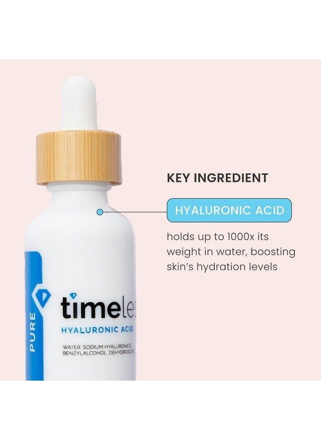Timeless Skin Care Hyaluronic Acid 100% Pure Serum - Hydrating Face Serum for Personal Care - Fragrance-Free Hyaluronic Acid Serum for Skin Care - 2 oz