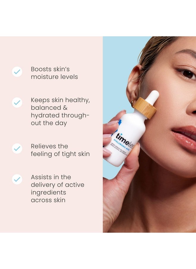 Timeless Skin Care Hyaluronic Acid 100% Pure Serum - Hydrating Face Serum for Personal Care - Fragrance-Free Hyaluronic Acid Serum for Skin Care - 2 oz