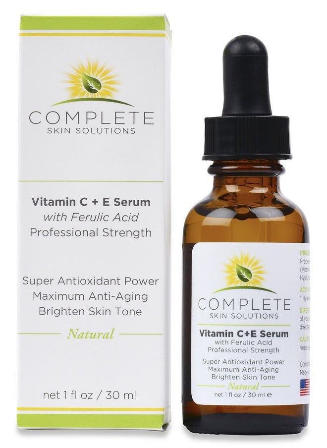 Natural Vitamin C E Serum with Ferulic and Hyaluronic Acid 1 oz