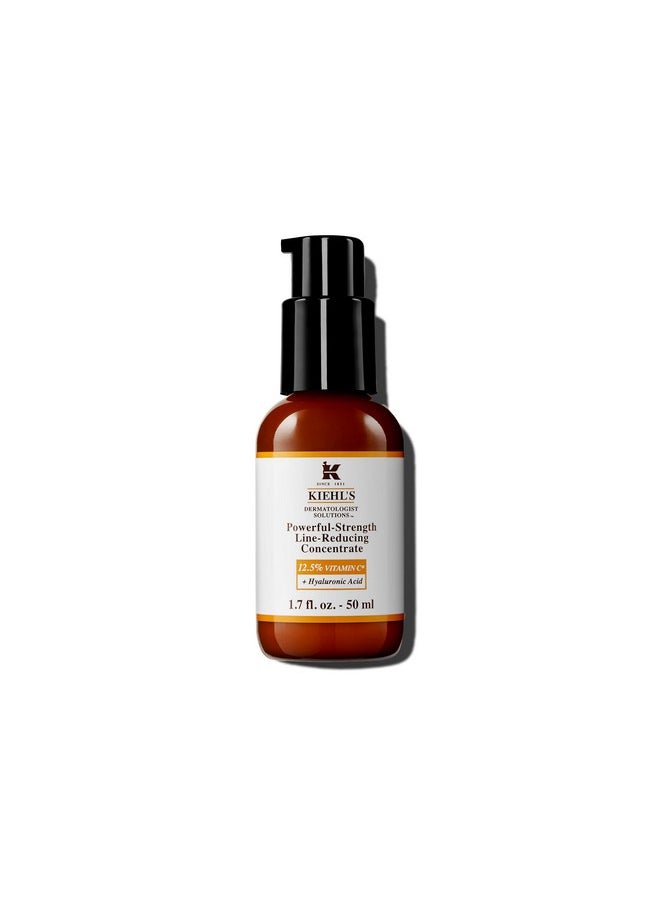Kiehl's Powerful-Strength 12.5% Vitamin C Serum, Line-Reducing Concentrate for Face, Boosts Radiance & Firmness, Smooths & Plumps Skin, with Hyaluronic Acid, Dermatologist-Tested - 1.7 fl oz