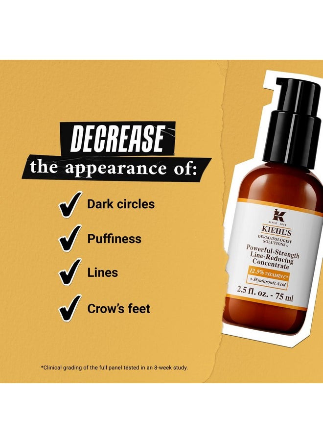 Kiehl's Powerful-Strength 12.5% Vitamin C Serum, Line-Reducing Concentrate for Face, Boosts Radiance & Firmness, Smooths & Plumps Skin, with Hyaluronic Acid, Dermatologist-Tested - 1.7 fl oz