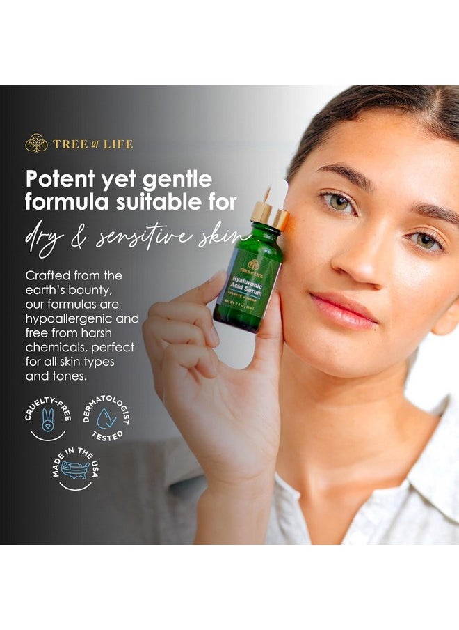 Tree of Life Beauty Hyaluronic Acid Serum, Skin Brightening Face Oil for Dark and Age Spots, Facial Serums for Dry and Sensitive Skin Care with Vitamin E for Soft Smooth Skin, 2 Fl Oz