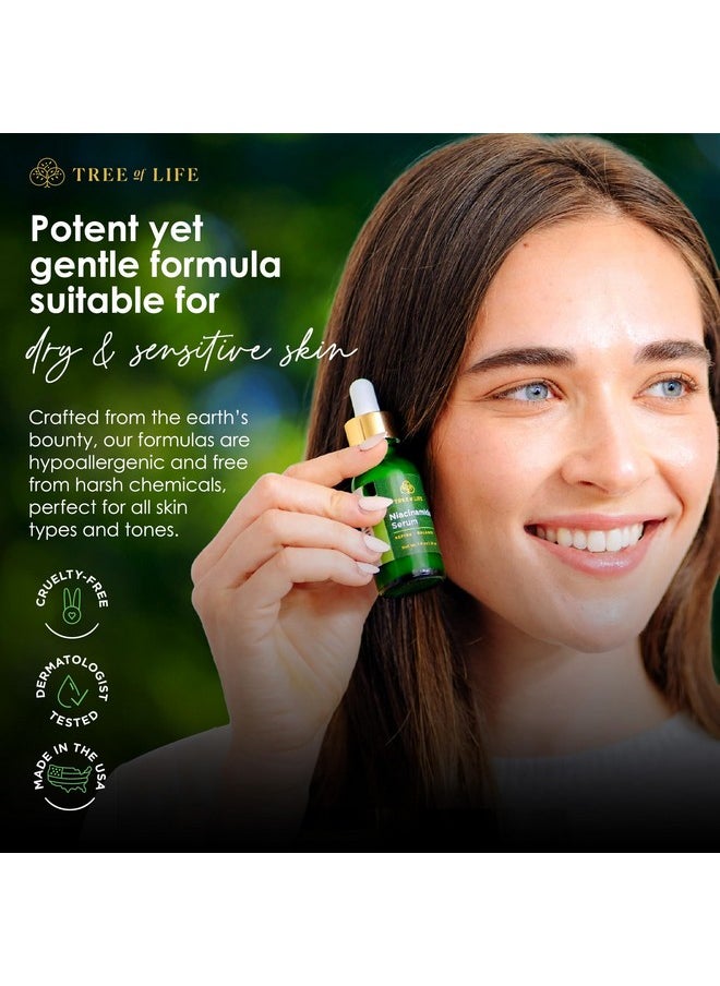Tree of Life Beauty Niacinamide Vitamin B3 Serum, Hydrating Face Oil for Dark and Age Spots, Tightens Pores, Facial Serums for Sensitive Skin Care with Hyaluronic Acid and Vitamin E, 2 Fl Oz