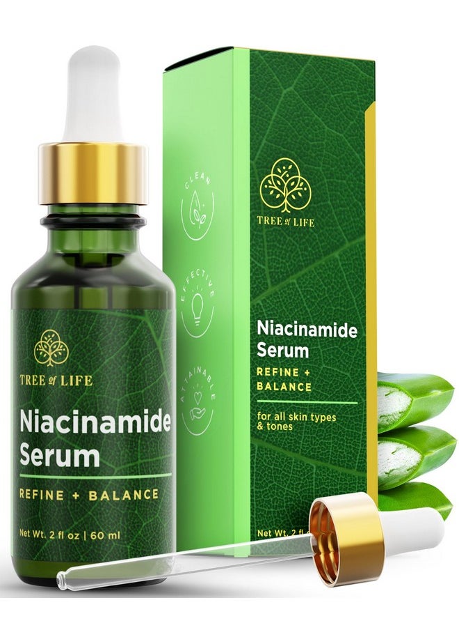 Tree of Life Beauty Niacinamide Vitamin B3 Serum, Hydrating Face Oil for Dark and Age Spots, Tightens Pores, Facial Serums for Sensitive Skin Care with Hyaluronic Acid and Vitamin E, 2 Fl Oz