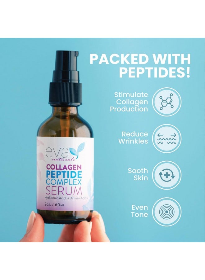 Collagen Peptide Serum - Anti Aging Collagen Serum for Face, Skin Brightening, Reduces Fine Lines & Wrinkles, Heals and Repairs Skin, Microneedling Serum with Hyaluronic Acid (2 oz)