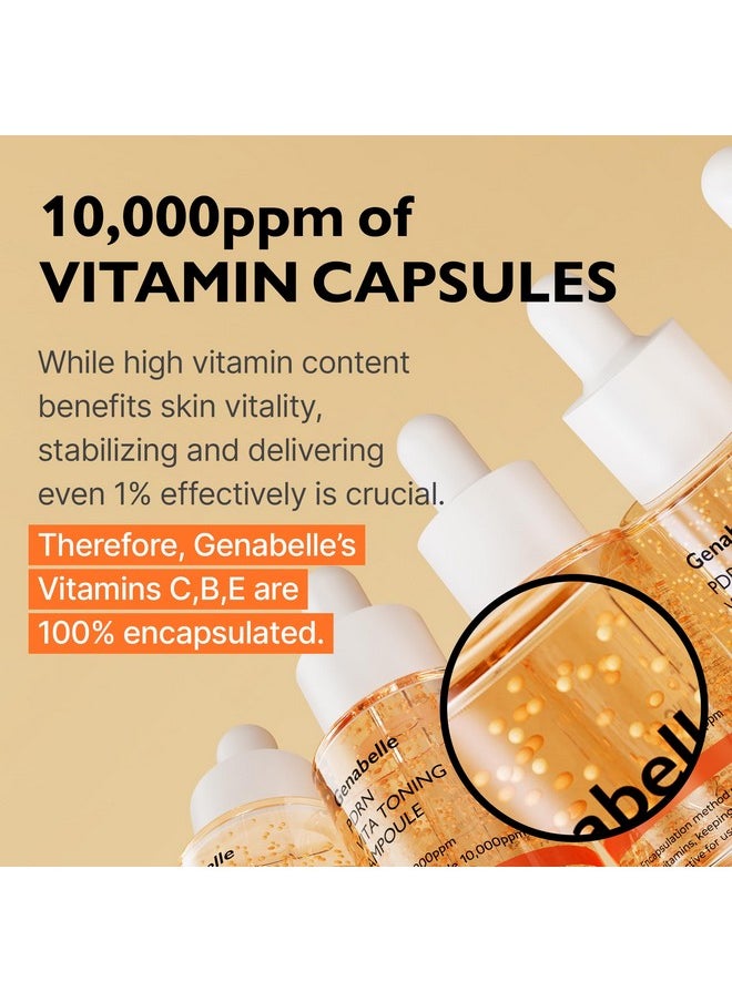 PDRN Vita Toning Ampoule - Lightweight Glass Skin & Toning Ampoule with Vitamin B, C, E, PDRN, Serum for Blemishes, Fine Lines and Rough Skin Texture, 1.01 fl oz