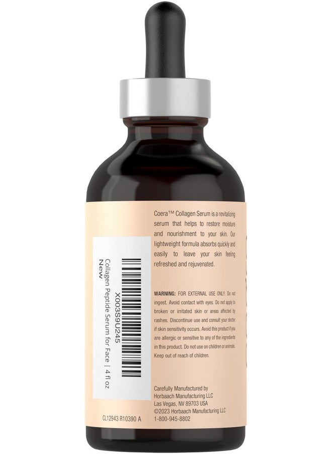 Coera Collagen Peptide Serum for Face | 4 fl oz | with Verisol | Professional Strength Formula for Women | Free of Parabens, SLS, & Fragrances | Packaging May Vary