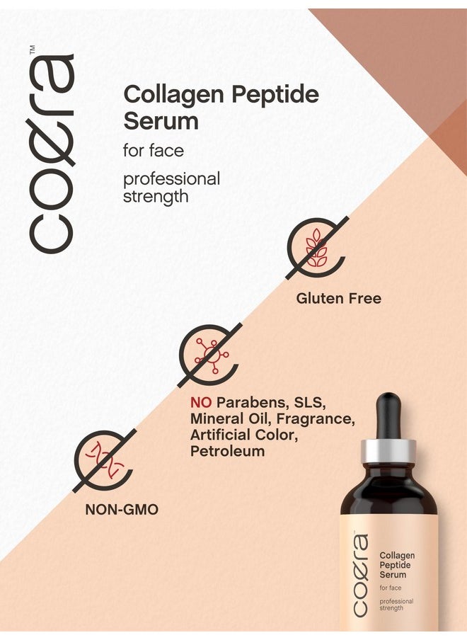 Coera Collagen Peptide Serum for Face | 4 fl oz | with Verisol | Professional Strength Formula for Women | Free of Parabens, SLS, & Fragrances | Packaging May Vary