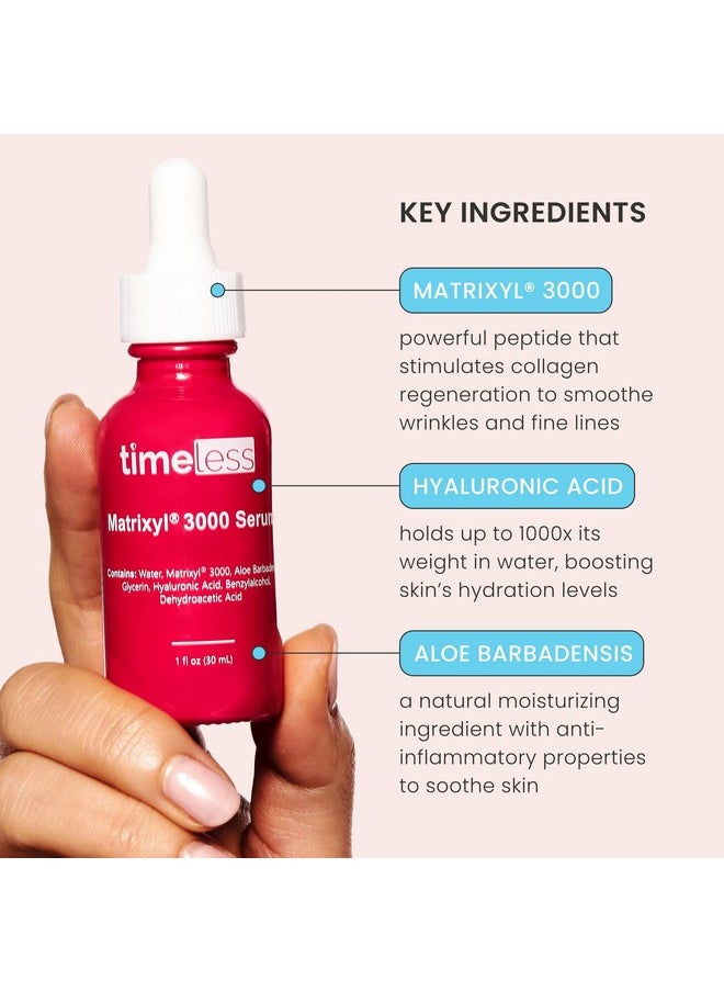 Timeless Skin Care Matrixyl 3000 Serum - Personal Care Face Serum Supports Hydration - Matrixyl Serum with Hyaluronic Acid - Fragrance-Free Serum for Skin Care - 1 oz