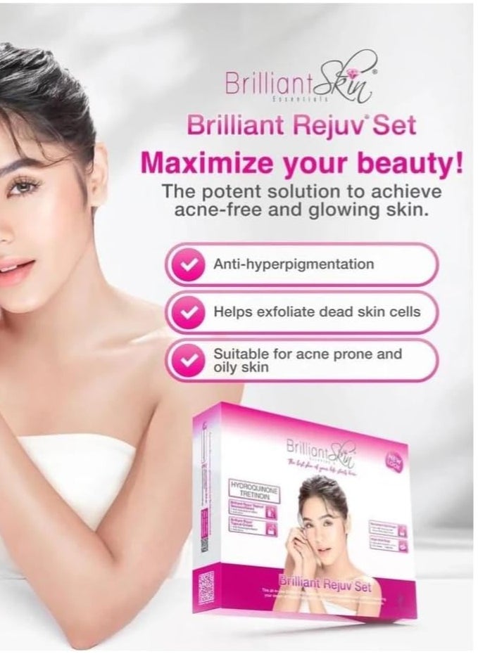 Brilliant Rejuv Skincare Set - Dark Spot Corrector & Anti-Acne Treatment - Helps Brighten Dull Skin & Smooth Texture - Complete Facial Care Kit