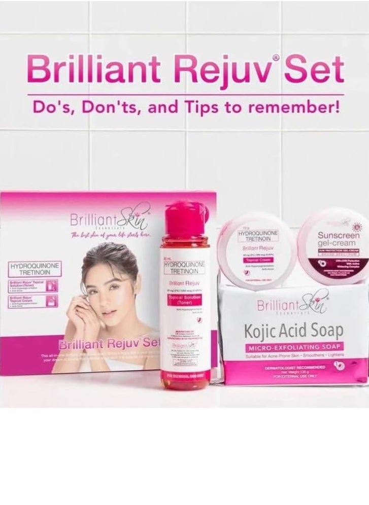 Brilliant Rejuv Skincare Set - Dark Spot Corrector & Anti-Acne Treatment - Helps Brighten Dull Skin & Smooth Texture - Complete Facial Care Kit