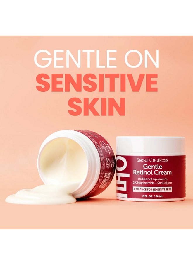 SeoulCeuticals 1% Korean Retinol Night Cream - 97.5% Snail Mucin + 2% Niacinamide Moisturizer for Face - Gentle K Beauty for Sensitive Skin 2oz