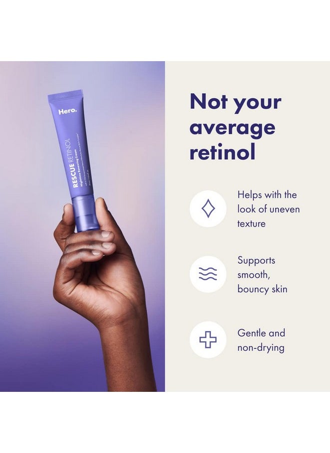 Hero Cosmetics Rescue Retinol Nighttime Renewing Cream - Helps With the Look of Uneven Texture and Post-Blemish Marks - Gentle, Non-Drying Formula, Introduction Retinol - Safe for Sensitive Skin (30 ml)