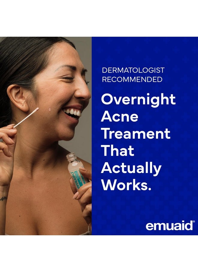 EMUAID Overnight Acne Treatment | Gentle, Fast-Acting Solution for Adults & Teens with Salicylic Acid | Clears Stubborn Pimples, Cystic Acne, Blackheads, Rosacea & Hormonal Breakouts | 1oz