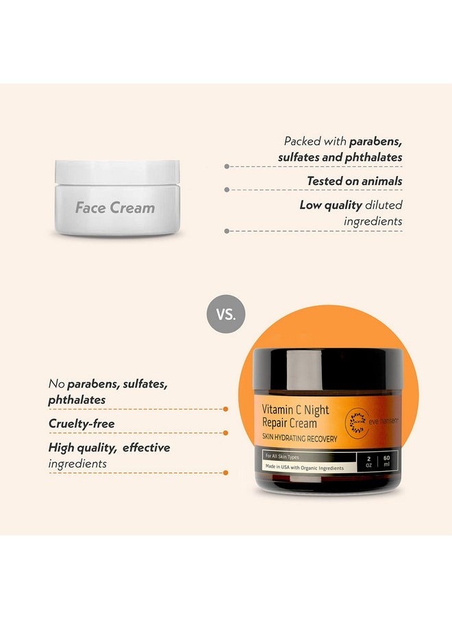 Eve Hansen Vitamin C Night Cream 2 oz - Hydrating Moisturizer with Vitamin E for Face & Neck - Gentle Citrus Scent, Non-Greasy, For All Skin Types