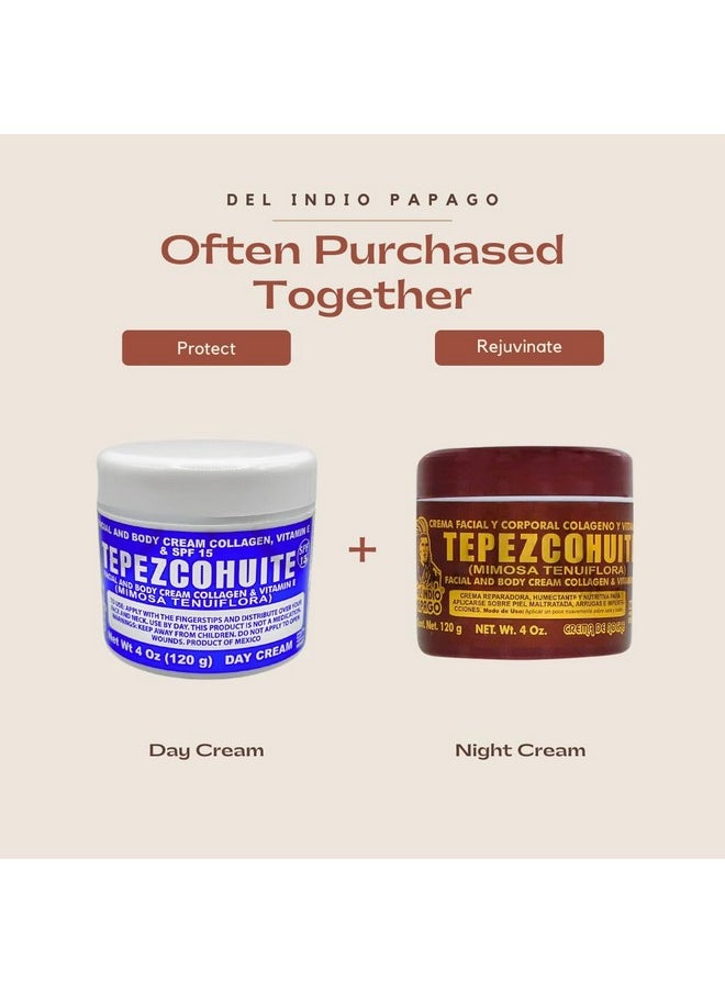 Del Indio Papago Tepezcohuite Night Cream - Tepezcohuite Cream from Mexico - Reduces Wrinkles, Renews Skin, Grease Free - JUMBO SIZE 4 Oz