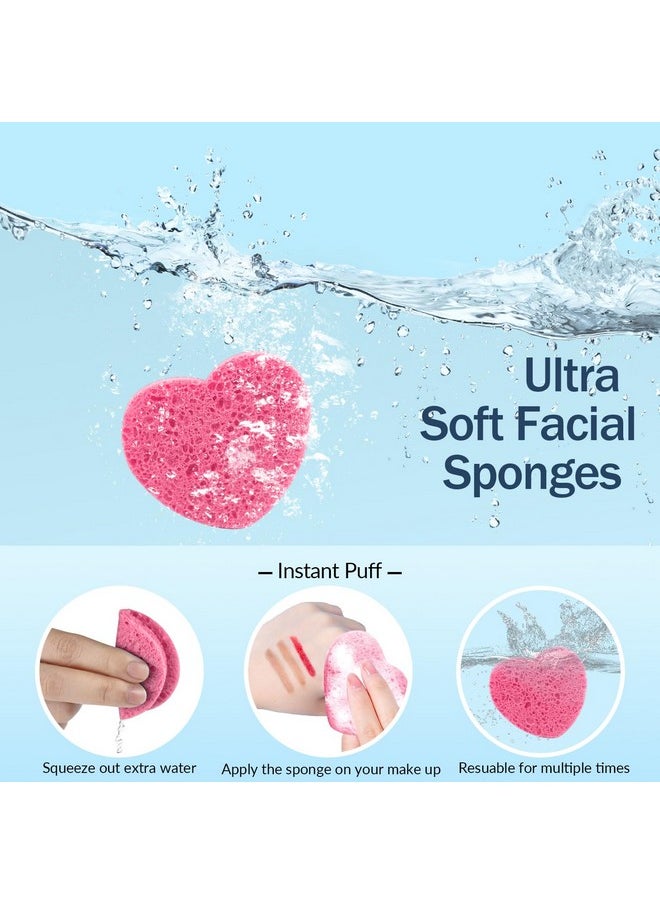 50-Count Facial Sponges Compressed, 100% Natural Cellulose Face Sponge Professional Cosmetic Spa Sponges for Face Cleansing, Exfoliating Mask, Makeup Removal for Travel and Home, Pink