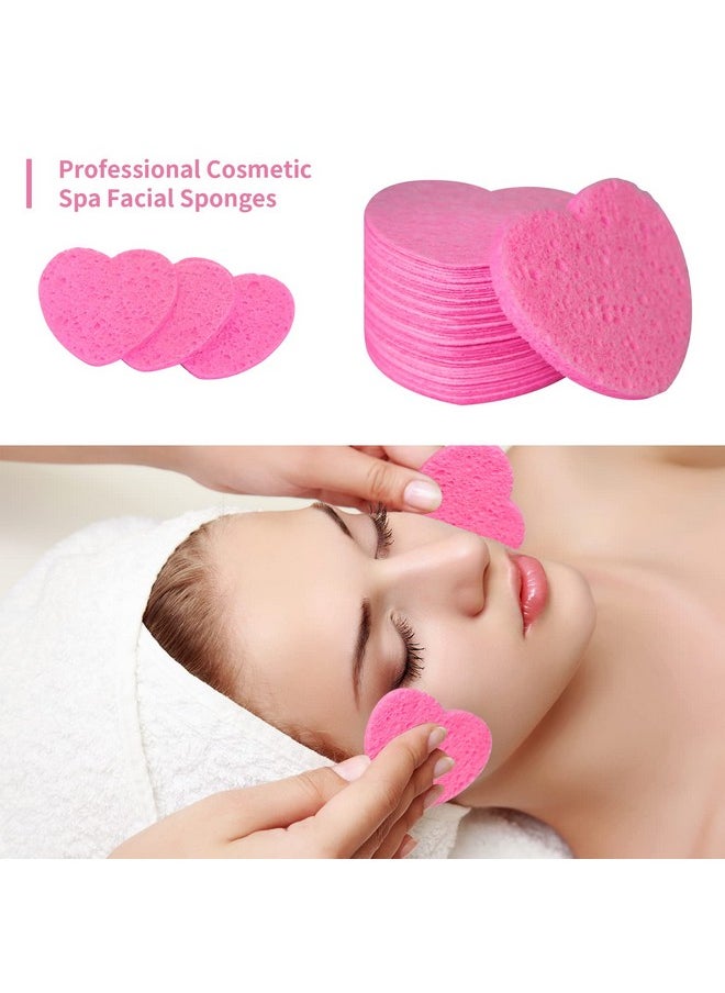 50-Count Facial Sponges Compressed, 100% Natural Cellulose Face Sponge Professional Cosmetic Spa Sponges for Face Cleansing, Exfoliating Mask, Makeup Removal for Travel and Home, Pink