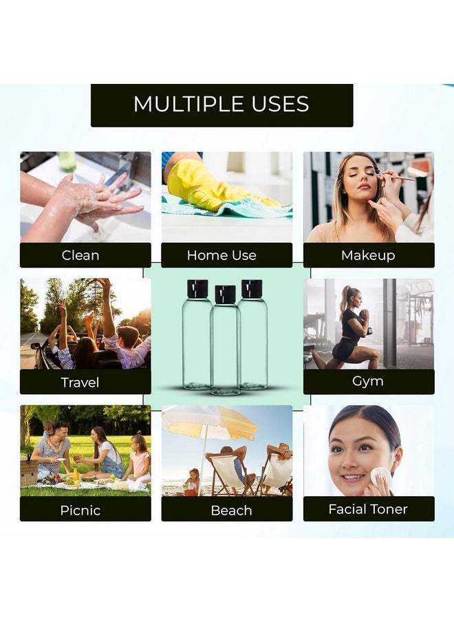 Zollyss Empty Clear Plastic Bottles Refillable Travel Size Cosmetic Containers Small Leak Proof Squeeze Bottles with Black Flip Cap for Toiletries, Shampoos Lotions Creams (100 ml - Pack Of 6)