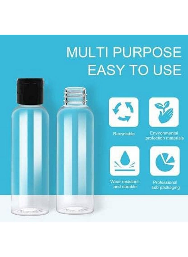 Zollyss Empty Clear Plastic Bottles Refillable Travel Size Cosmetic Containers Small Leak Proof Squeeze Bottles with Black Flip Cap for Toiletries, Shampoos Lotions Creams (100 ml - Pack Of 6)