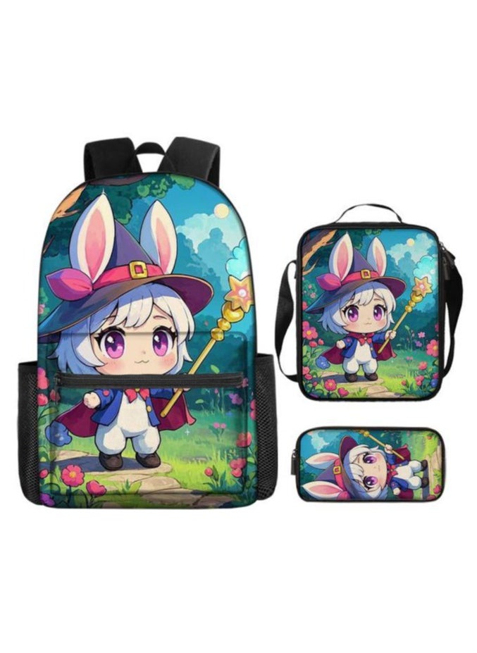 Cartoon three-piece schoolbag with zipper - 1440