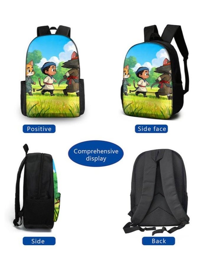 Cartoon three-piece schoolbag with front pocket - 698