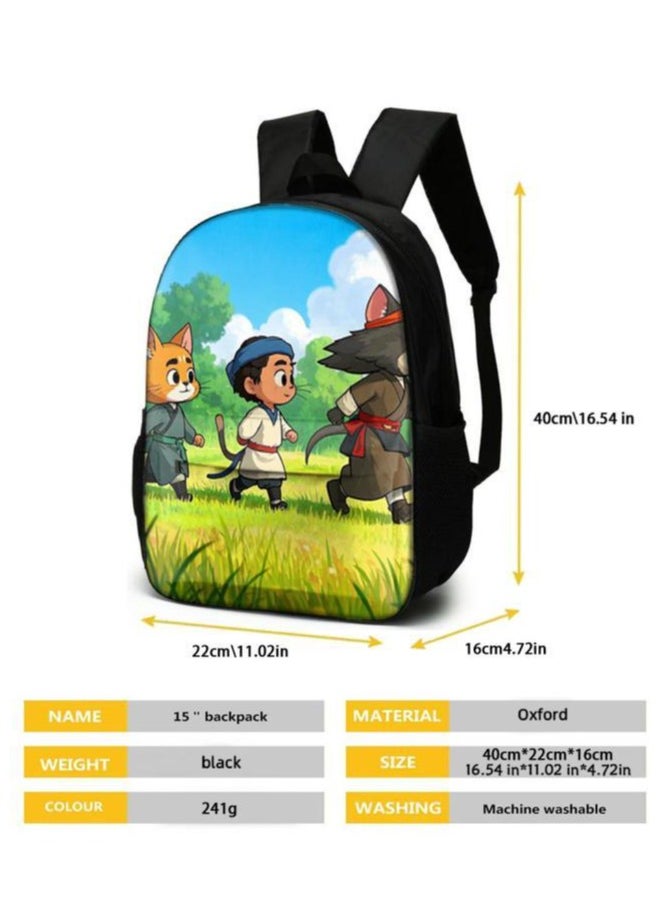 Cartoon three-piece schoolbag with front pocket - 698