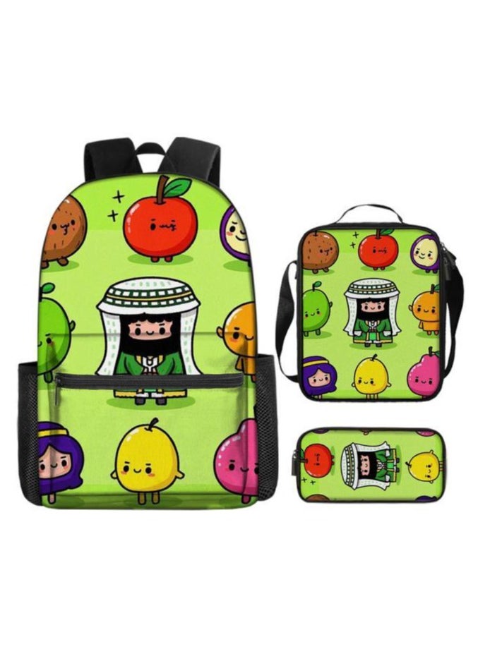 Cartoon three-piece schoolbag with zipper - 329
