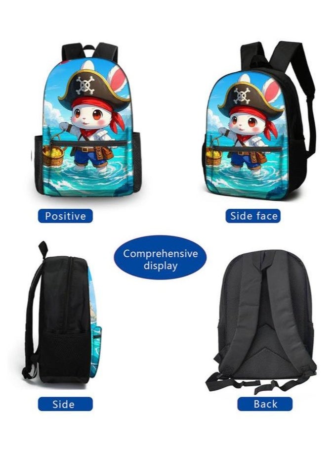 Cartoon three-piece schoolbag with zipper - 1108