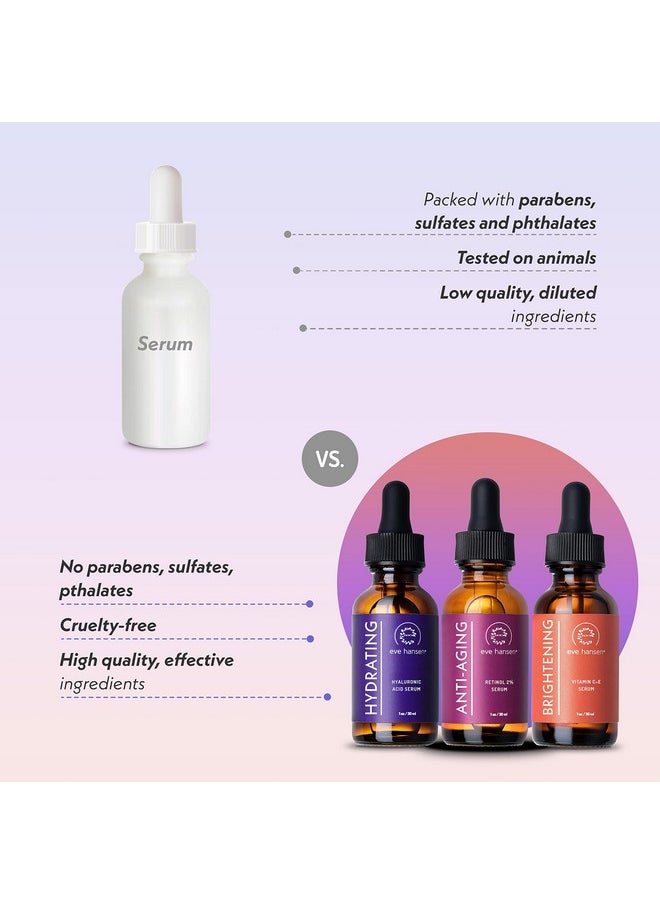 Eve Hansen Facial Serum Set | Vitamin C Serum, Hyaluronic Acid Serum, Retinol Serum | Hydrating and Anti-Aging Serum Set | 3x1 oz