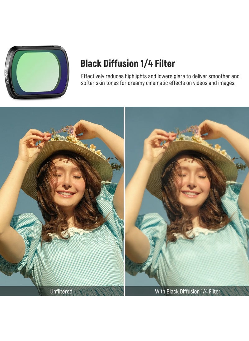 NEEWER 4-Pack Magnetic Effect Filter Set for DJI Osmo Pocket 3, Includes Diffusion, Light Pollution Reduction, Blue Streak, Star Filters, HD Optical Glass for Night & Cinematic Shots