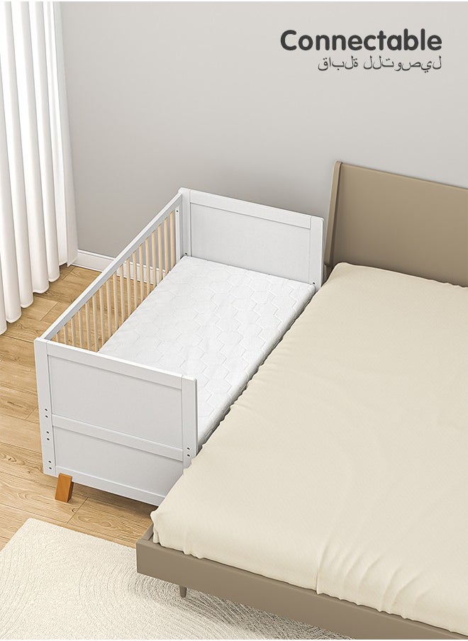 Portable, Durable, Decay Resistant, Foldable Baby Wooden Crib With 3 Adjustable Heights, 143 X 74 X 82 CM, 0 To 4 Years